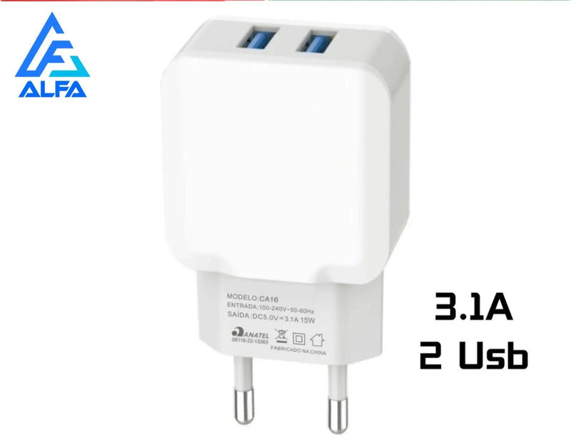 Fonte Turbo 2 Usb 3.1A Para Celular Original